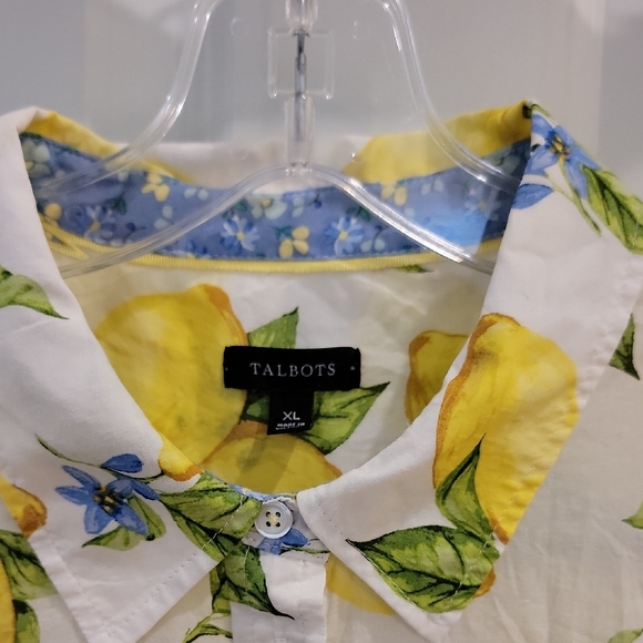 Talbots Floral Lemon Print Blouse - Picture 2 of 4